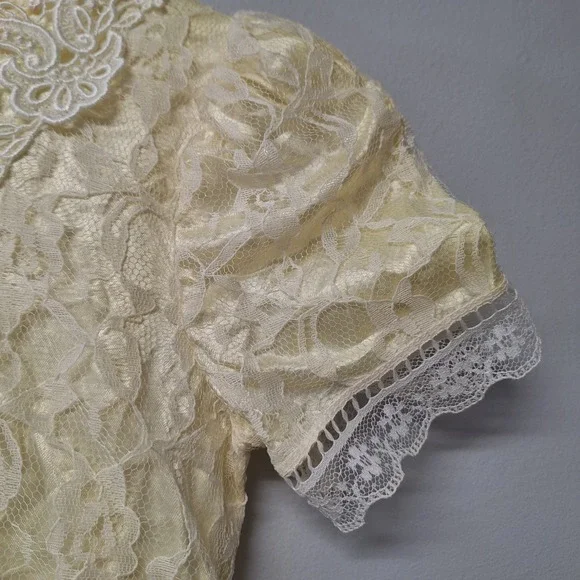 Gunne Sax Jessica McClintock Girls Lace Dress Toddler Formal Party Ivory Vintage